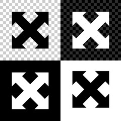 Arrows in four directions icon isolated on black, white and transparent background. Vector Illustration