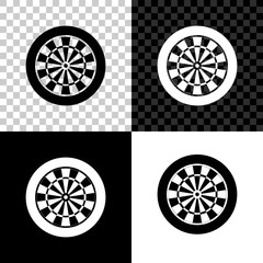 Classic darts board with twenty black and white sectors icon isolated on black, white and transparent background. Dart board sign. Dartboard sign. Game concept. Vector Illustration