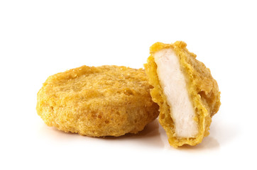 Fried chicken nuggets isolated on white
