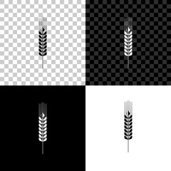 Cereals icon set with rice, wheat, corn, oats, rye, barley icon isolated on black, white and transparent background. Ears of wheat bread symbols. Agriculture wheat symbol. Vector Illustration