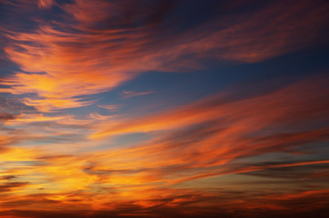 Vivid sky illuminated by the sunset