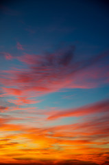Vivid sky illuminated by the sunset