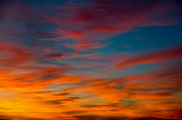 Fiery orange sunset sky. Beautiful sky.