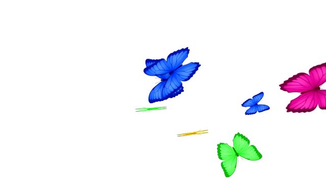 Hearts and butterflies Hearts transform into multi-colored butterflies. Animation on a white background.