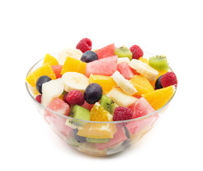 Fruit salad isolated on a white background