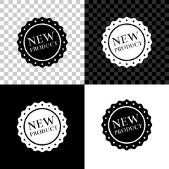New product label, badge, seal, sticker, tag, stamp icon isolated on black, white and transparent background. Vector Illustration