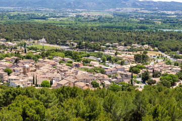 Fototapeta na wymiar Aerial view of Merindol village in Provence France.