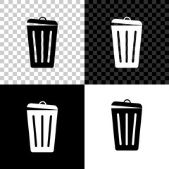 Trash can icon isolated on black, white and transparent background. Garbage bin sign. Recycle basket icon. Office trash icon. Vector Illustration