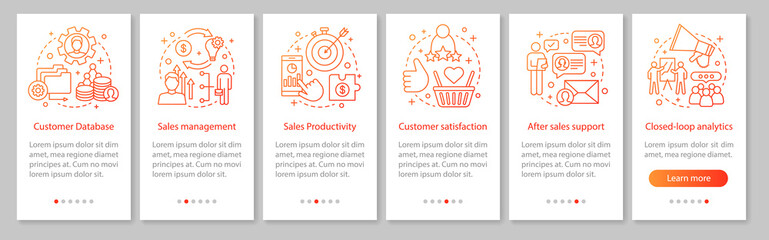 CRM mobile app page screen vector template