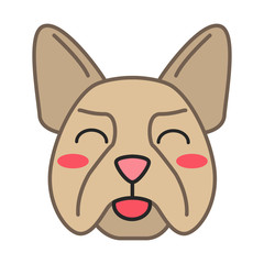French Bulldog cute kawaii vector character