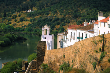 Fototapeta na wymiar View of Mertola Town and the Guadiana River on foreground in Alentejo, Portugal