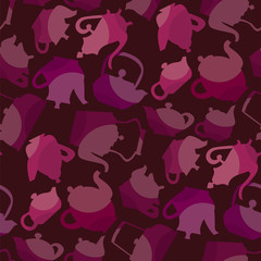 Vintage kettle silhouette seamless pattern