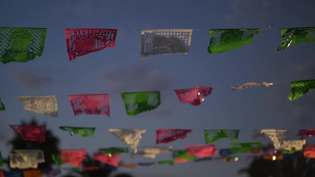 Traditional Mexican papel picado or cut paper used during holidays and festivals