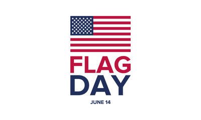National Flag Day in United States. Holiday celebrated annual June 14 in USA. Patriotic style design with american flag. Poster, greeting card, banner and background. Vector illustration