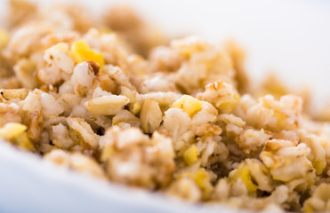 plate with cereal porridge for breakfast