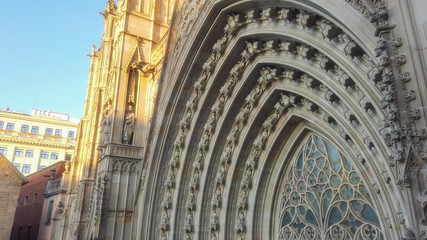 Cathedral of Barcelona. Catalonia,Spain. Year 2017. Aerial Photo