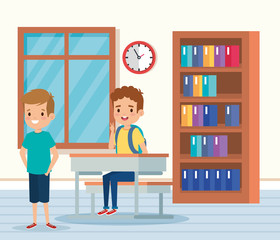 boys children learning in the academic classroom