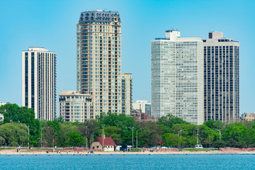 Lincoln Park Chicago Skyline from Lake Michigan