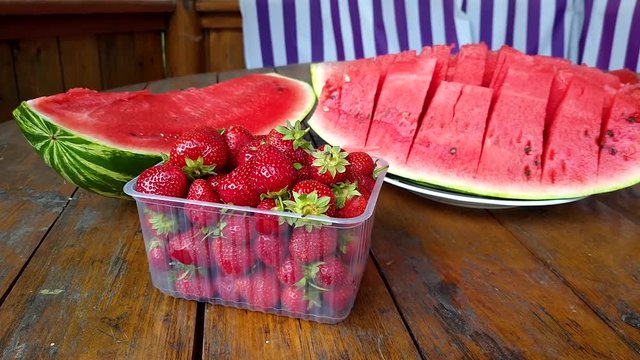 Watermelon with strawbery