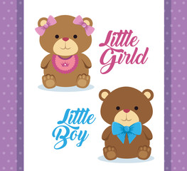 teddy bears with little boy and girl celebration