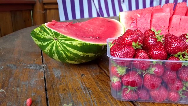 Watermelon with strawbery