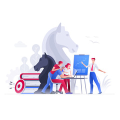 People are working on strategic planning and marketing strategies