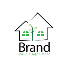 Eco House stock logo template. Flat design	