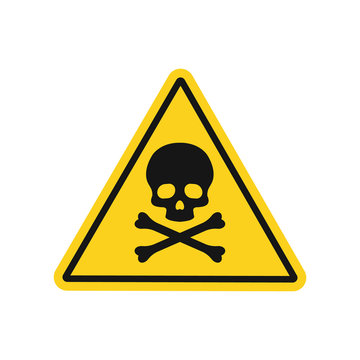 Skull and bones danger sign. Vector. Isolated.