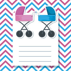 letter girl and boy baby carriages
