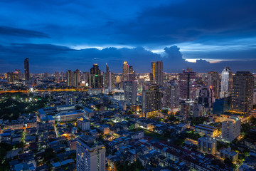 Fototapeta na wymiar Bangkok Building in a City - Aerial view Skyscrapers