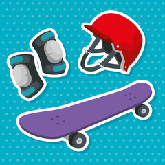set of skateboard sport with helmet and knee pad © Gstudio