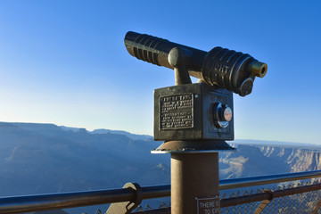 Tourism Viewfinder Telescope Binoculars Over Navajo Point at the Grand Canyon