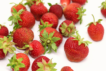  ripe strawberry on a white background close-up