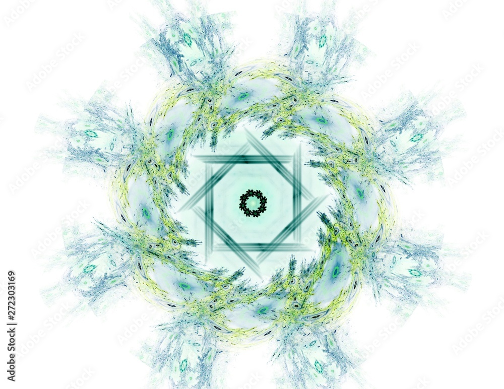 Poster an abstract computer generated modern fractal design on dark background. abstract fractal color text