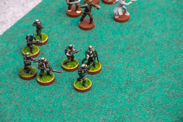 Board Game Strategy group to Play On Green Grass Turf in Hobby Concept