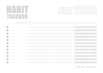 Printable blank A4 size sheet of Habit tracker template - 272303504