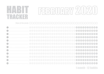 Printable blank A4 size sheet of Habit tracker template