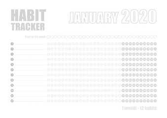 Printable blank A4 size sheet of Habit tracker template - 272303563