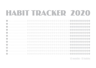 Printable blank A4 size sheet of Habit tracker template - 272303574