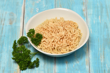 The chinese noodle with parsley