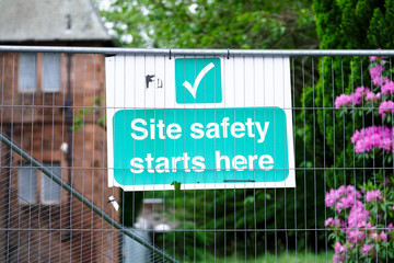 Site safety starts here sign at construction site