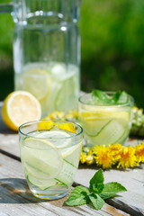 refreshing detox lemonade from cucumber, lemon and mint