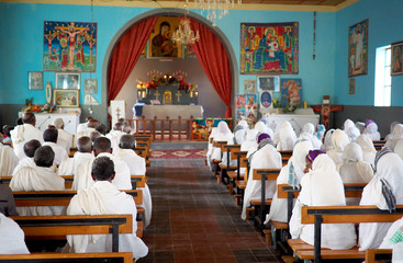 Catholic mass in an Ethiopian Church