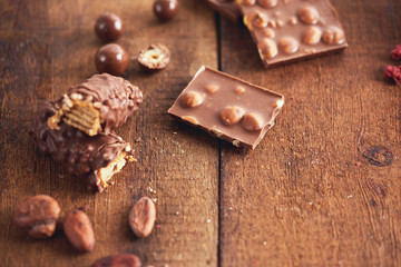 Organic homemade chocolate and cocoa beeens