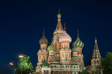St. Basil's Cathedral night view. Red Square Moscow Russia