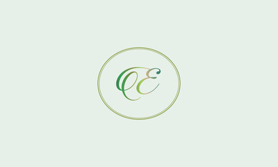 Obraz premium Calligraphic monogram with a letter. Elegant logo in a circular frame. The emblem is isolated on a salad backing. Vector illustration