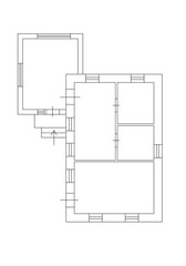 2d floor plan. Black&white floor plan. Floorplan