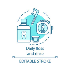 Daily floss and rinse concept icon