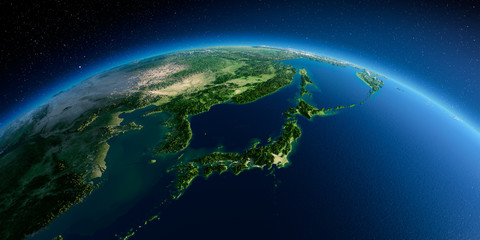 Detailed Earth. Japan and Korea - obrazy, fototapety, plakaty