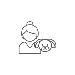 girl dog friendship outline icon. Elements of friendship line icon. Signs, symbols and vectors can be used for web, logo, mobile app, UI, UX